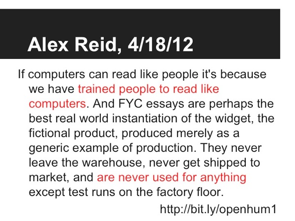 Quotation from Alex Reid