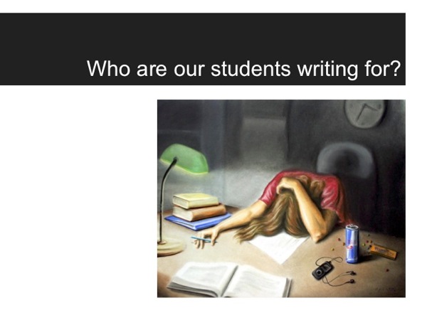 Illustration of student with head on desk