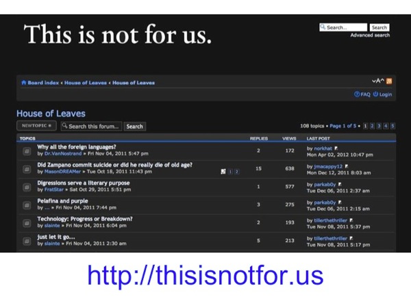 Screenshot of House of Leaves forums