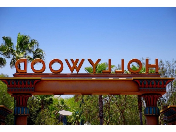 Photograph of a sign that says *Hollywood*