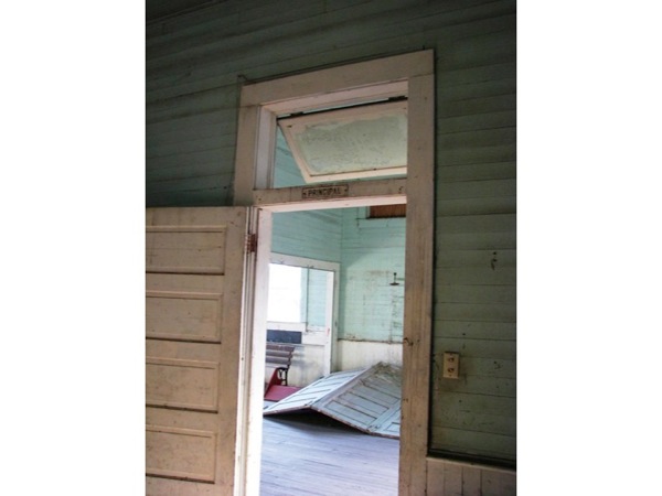 Photograph of a classroom in an old school building