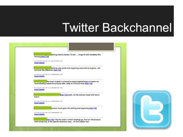 Screenshot of a Twitter stream as an example of a backchannel use scenario