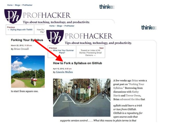 Screenshot of a different ProfHacker post, based on the first